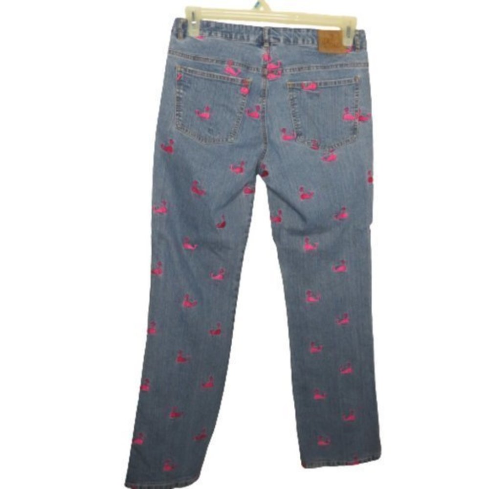 Lilly Pulitzer Denim Jeans with Pink Flamingo Print - Picture 2 of 4